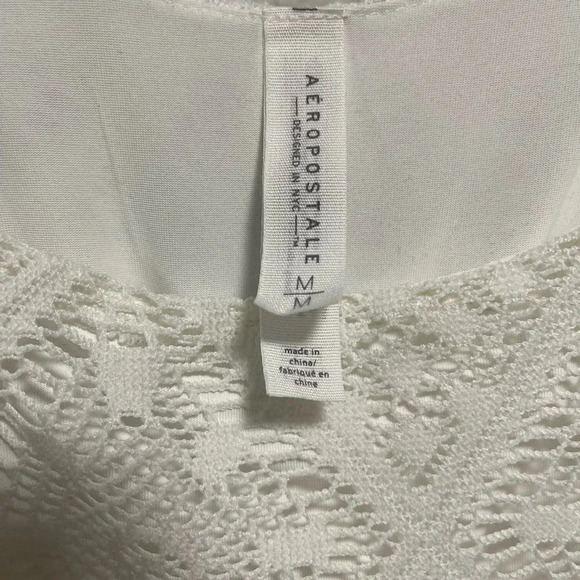 Aeropostale White Lace Overlay Short Romper with adjustable straps size medium - Picture 5 of 6